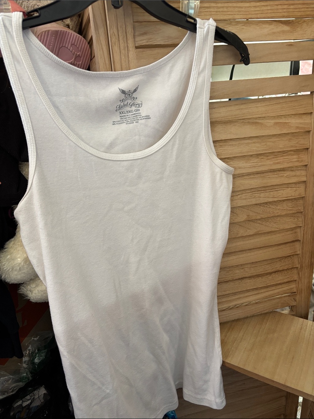 Faded Glory White Ribbed Tank Top XXL